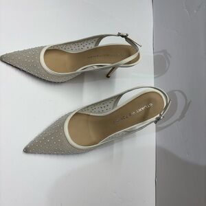 Stuart Weitzman Gray Studded Slingback Heels